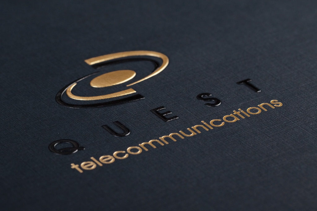 black pocket folder with gold foil