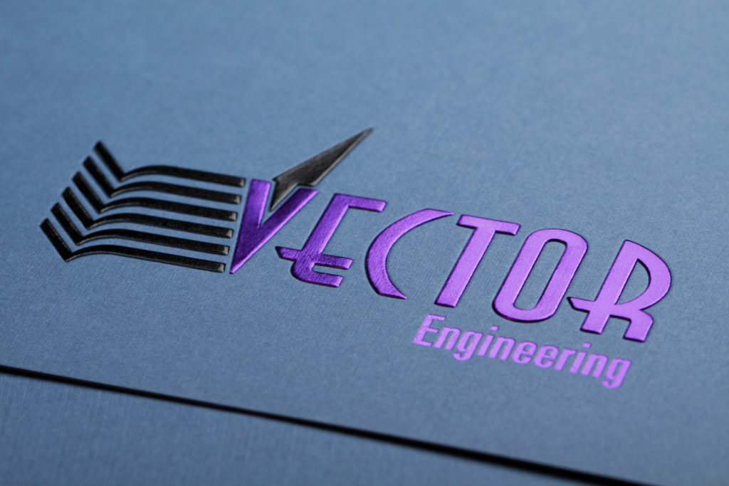 blue pocket folder with foil stamping