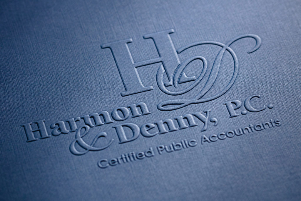 Embossed blue tax folder