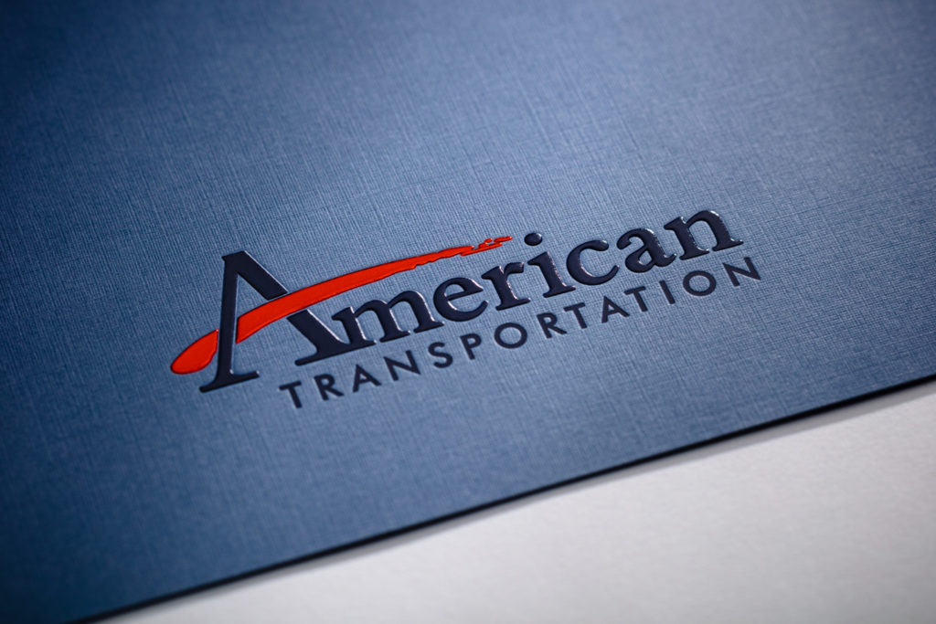 Blue Linen folder with logo