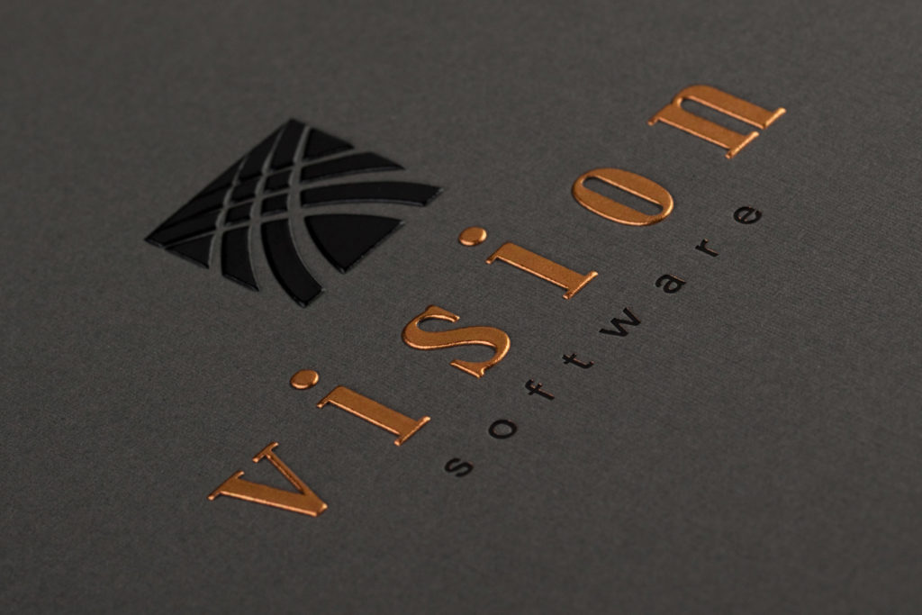 Printed logo on gray folder