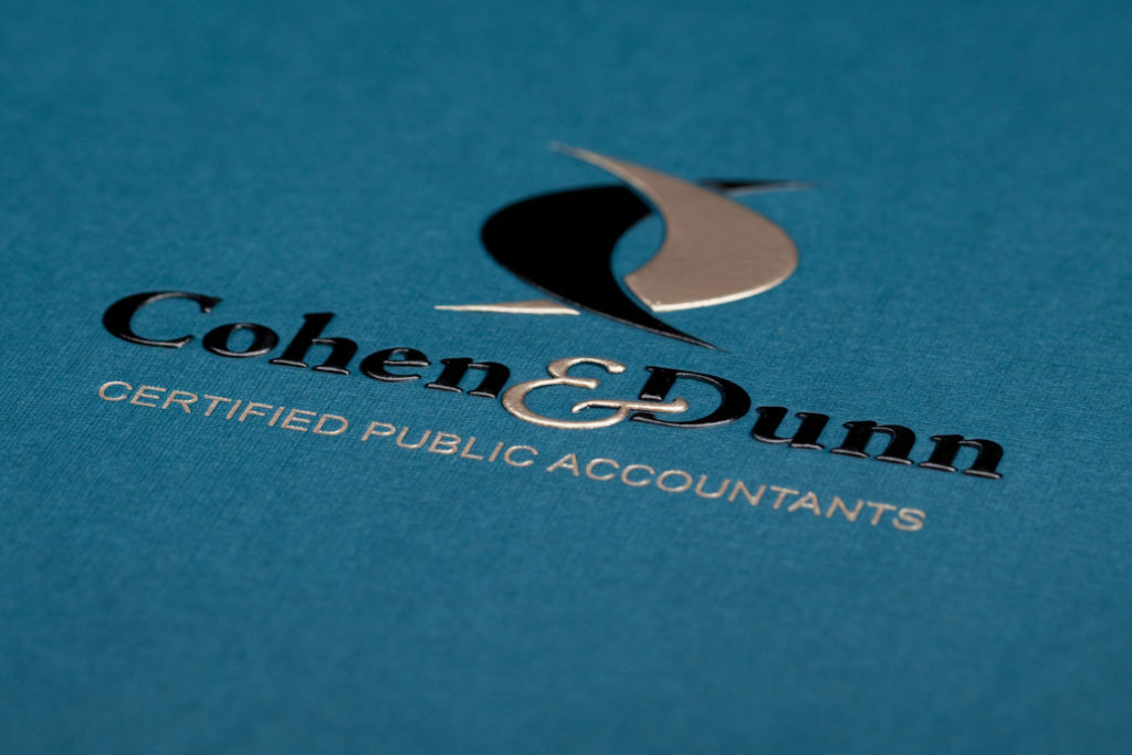 teal cpa folder with logo