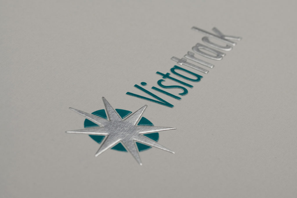 pocket folder with foil stamped logo